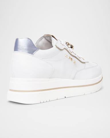 NeroGiardini Leather Jeweled Low-Top Sneakers | Thumbnail 3