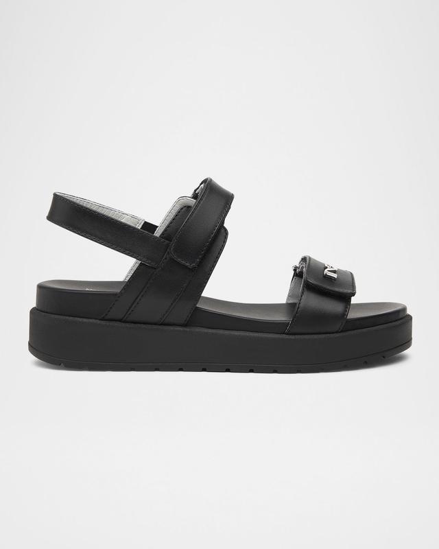 NeroGiardini Leather Double-Grip Flatform Sandals