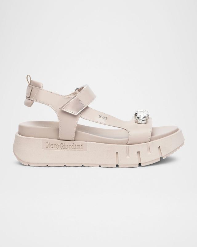 NeroGiardini Stone Embellished Leather Sandals