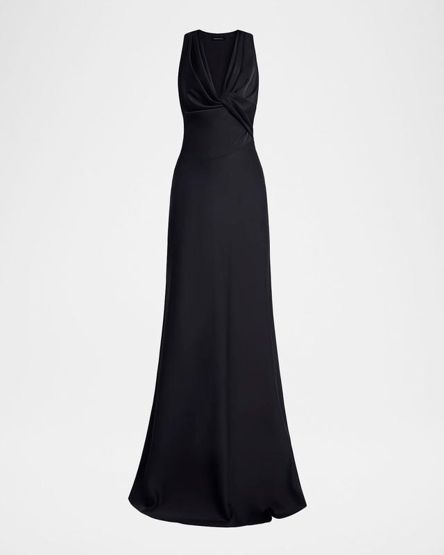 BCBGMAXAZRIA Twisted Cowl-Neck Halter Gown
