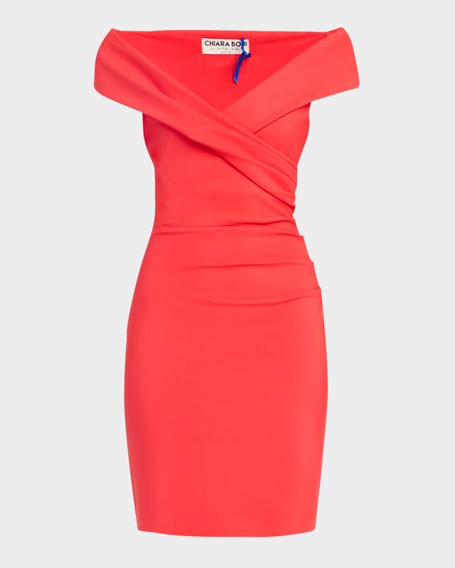 Chiara Boni La Petite Robe Nagab Off-Shoulder Bodycon Midi Dress