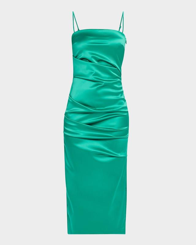 Chiara Boni La Petite Robe Keiky Square-Neck Draped Satin Midi Dress