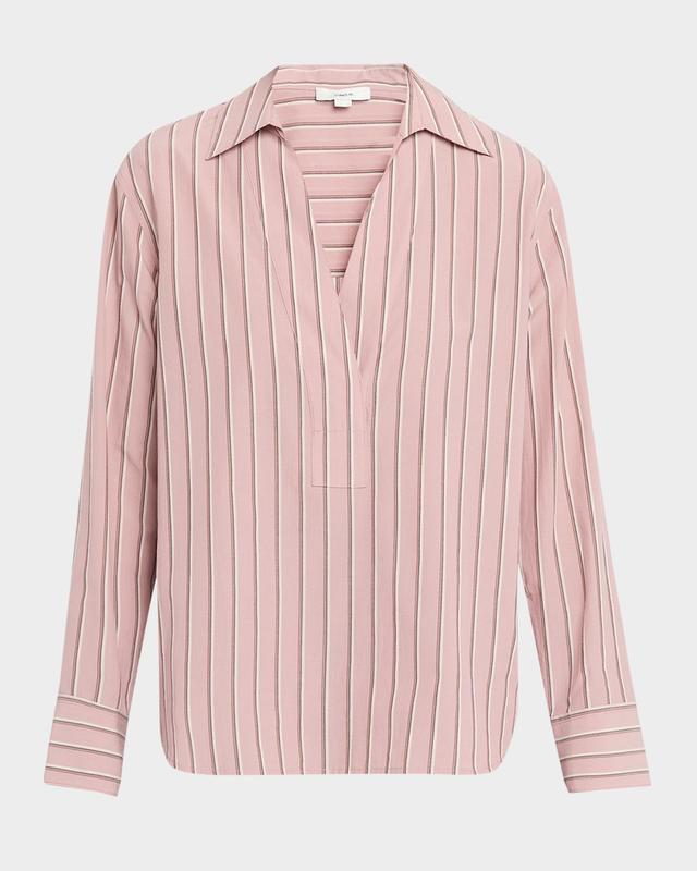Vince Pinstripe Long-Sleeve Popover Shirt