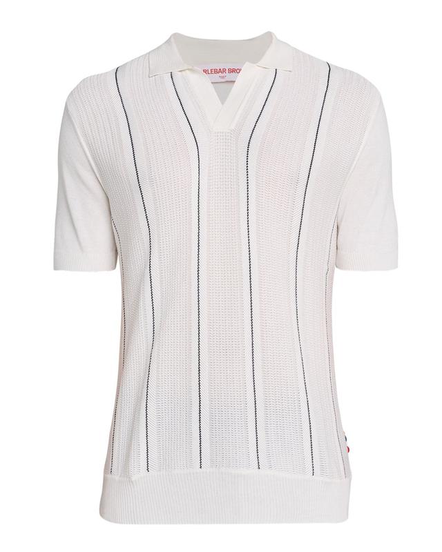 Men 's Chevron Stripe Tailored Fit Johnny Collar Polo Shirt
