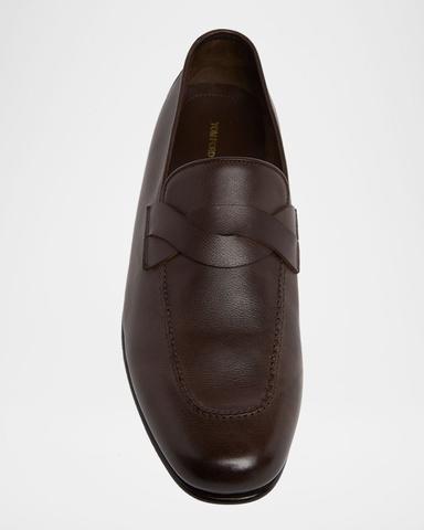TOM FORD Men 's Gigi Leather Twisted-Band Penny Loafers | Thumbnail 6