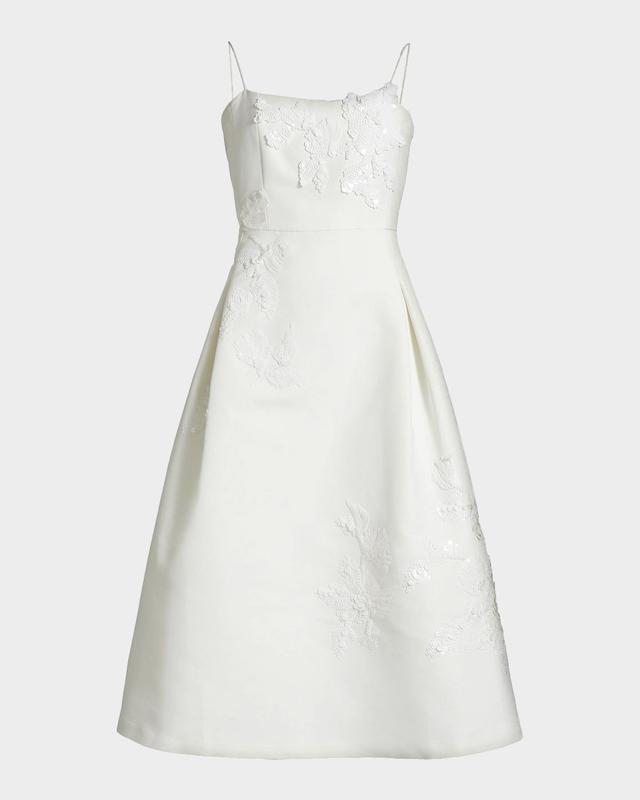 SACHIN BABI Audra Flower-Appliqué Fit-&-Flare Midi Dress