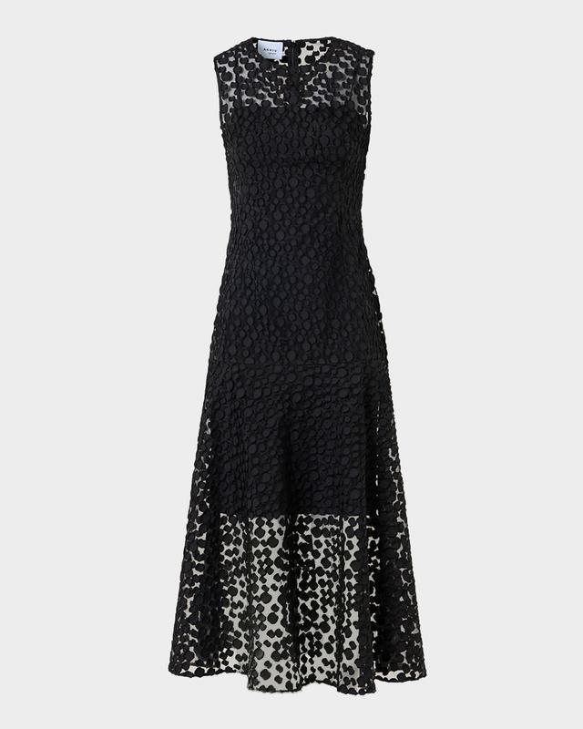 Akris punto Sleeveless Dot Tulle Midi Dress
