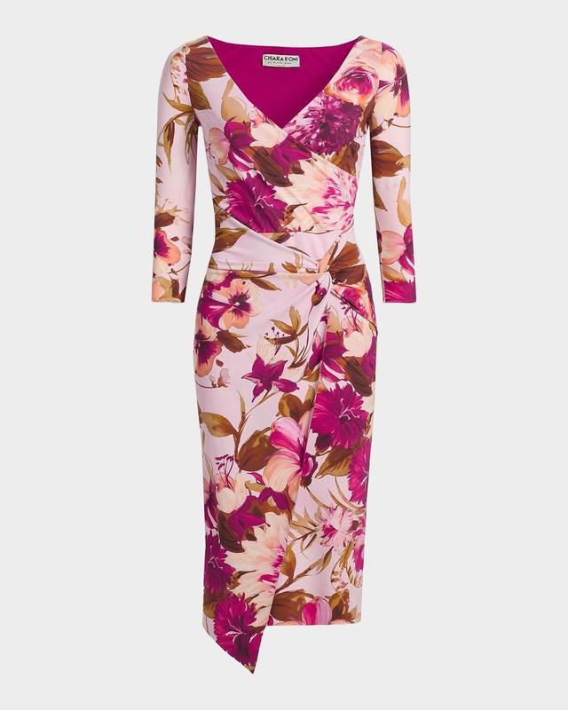 Chiara Boni La Petite Robe Axas Gathered Abstract-Print Midi Dress