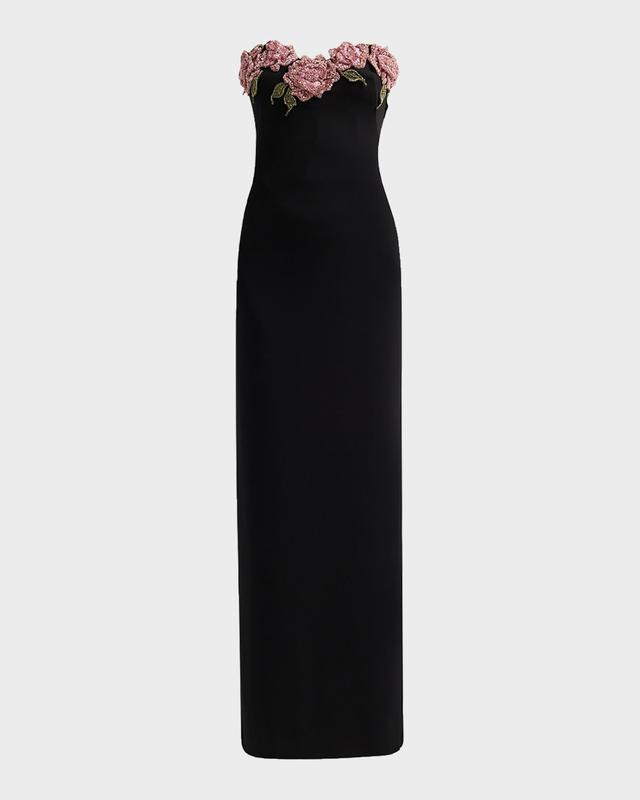 Atelier Prabal Gurung Blanca Embellished Rose Strapless Gown