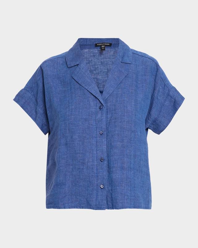 Eileen Fisher Boxy Delave-Dyed Organic Linen Shirt