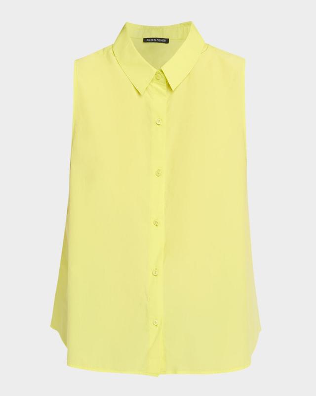 Eileen Fisher Sleeveless Organic Cotton Poplin Shirt