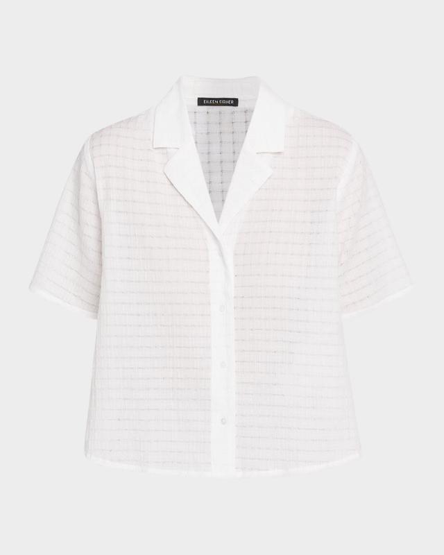 Eileen Fisher Boxy Textured Organic Cotton-Blend Shirt