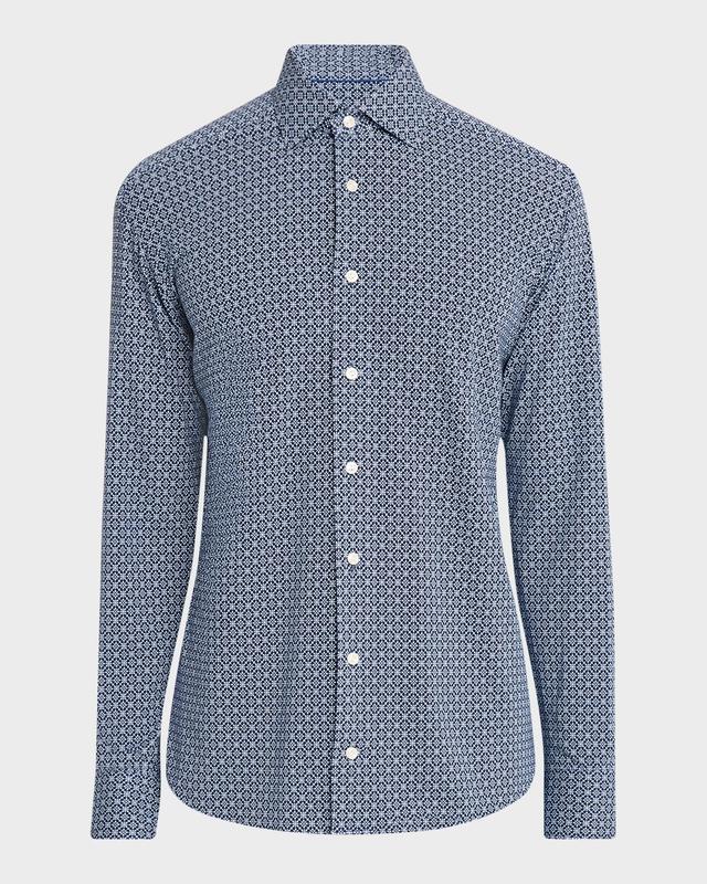Eton Men 's Stretch Jersey Geometric Sport Shirt