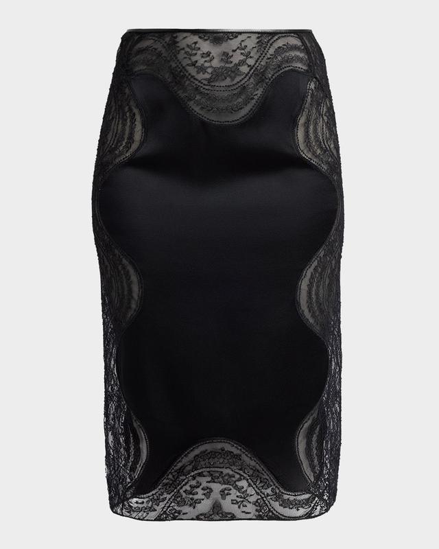TOM FORD Lace-Trim Crepe Envers Satin Knee-Length Skirt