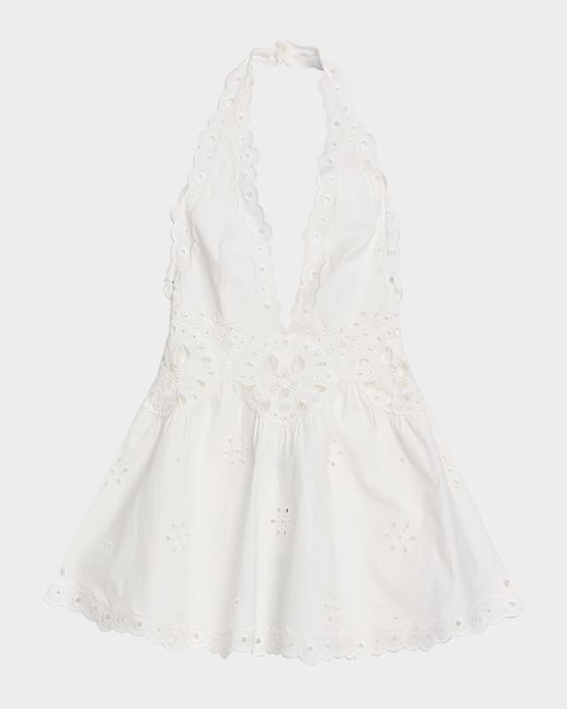 Retrofete Beranice Embroidered Halter Mini Dress