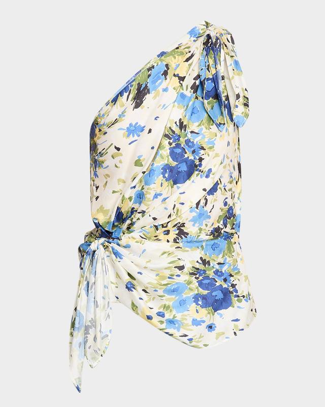 A.L.C. Eliana One-Shoulder Satin Scarf Top