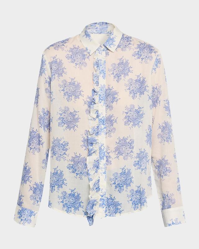 Waterfall Ruffle Placket Shirt
