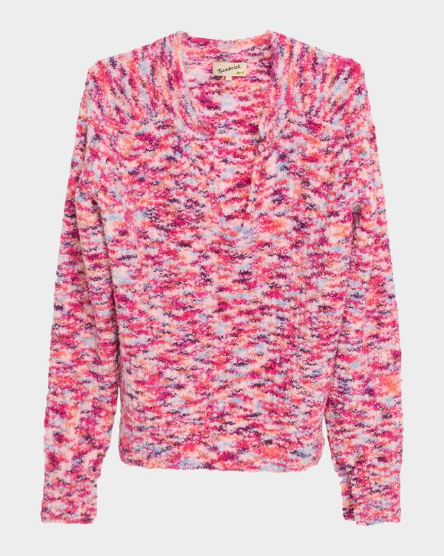 Sanderlak Men 's Melange Split Open-Crewneck Sweater