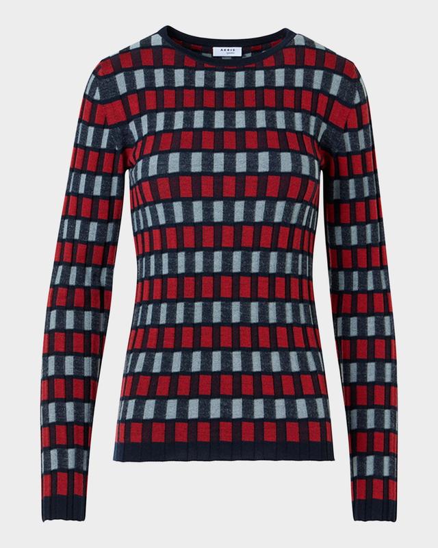 Akris punto Block Wool Knit Long-Sleeve Top