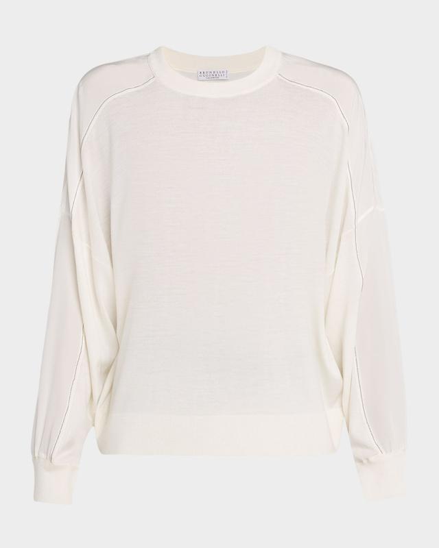 Brunello Cucinelli Monili-Trim Sleeve-Panel Cashmere Sweater
