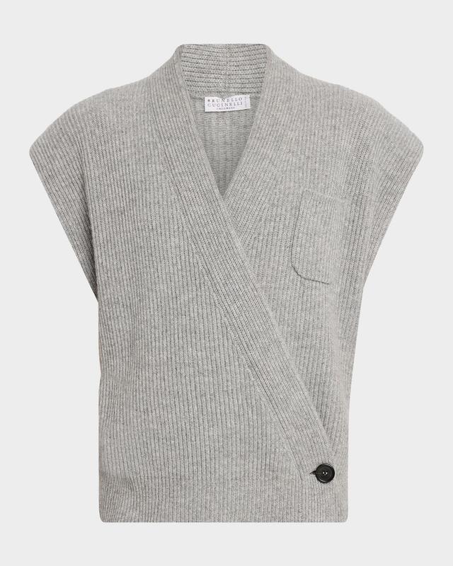 Brunello Cucinelli Cashmere Rib Wrap Vest