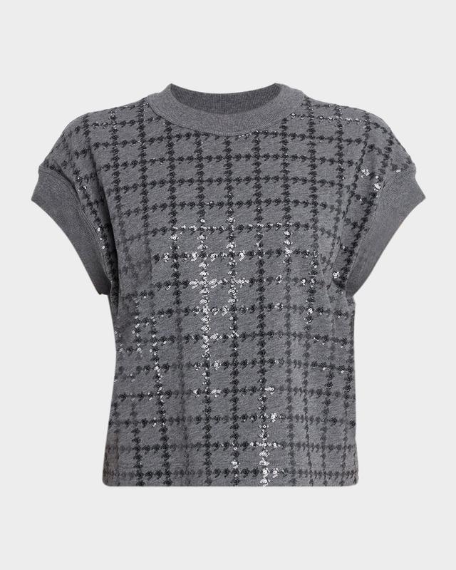 Brunello Cucinelli Micro Sequin Cotton Tank Top