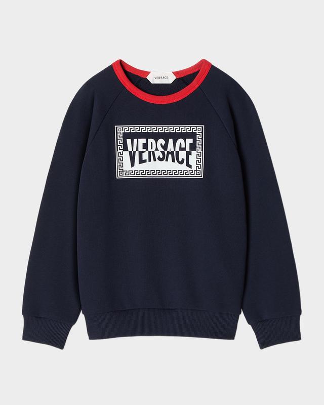 Versace Kid 's Logo-Print Cotton Jersey Sweatshirt, Size 4-14
