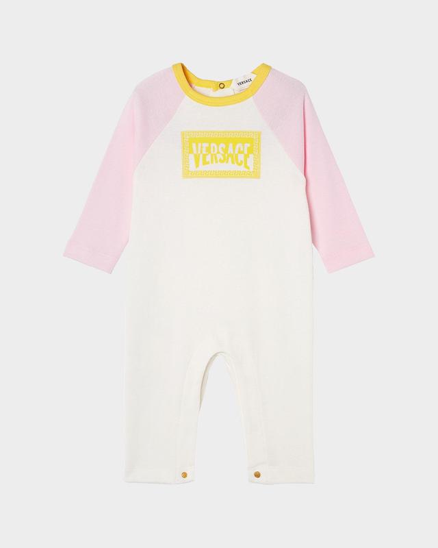 Versace Girl 's Logo-Print Cotton Jersey Sleepsuit, Size 6M-18M