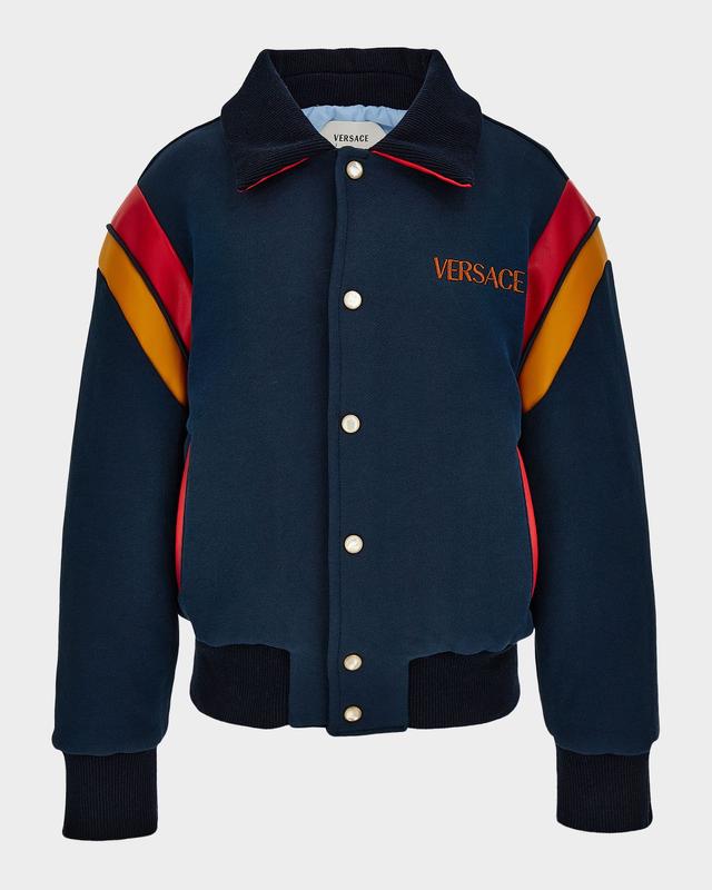 Versace Kid 's Logo-Embroidered Bomber Jacket, Size 4-14