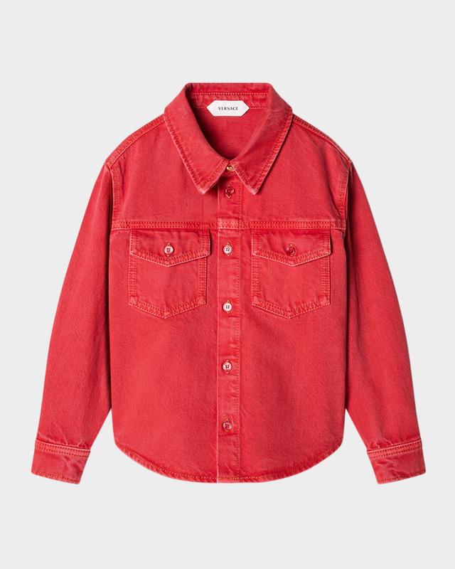 Versace Girl 's Button Denim Shirt, Size 4-14