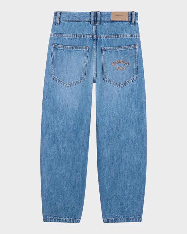 Boy 's Barrel-Leg Cotton Denim Jeans, Size 4-