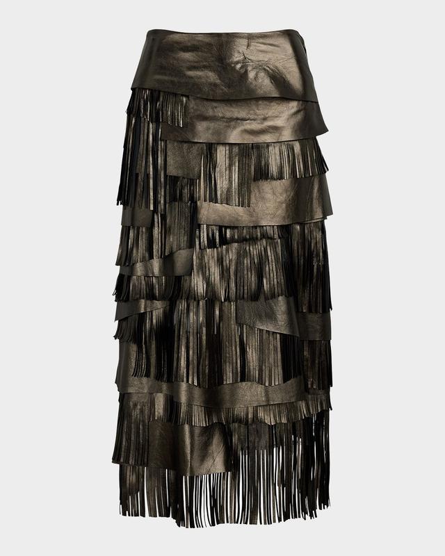 Ralph Lauren Collection Belinda Metallic Lambskin Skirt