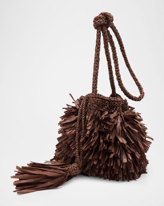 A.L.C. Sasha Fringed Raffia Bucket Bag
