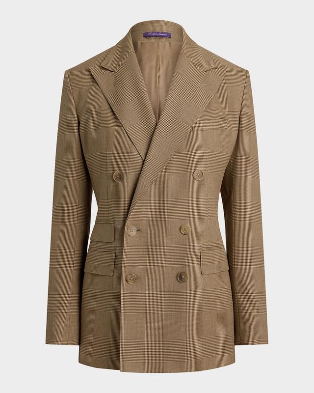 Ralph Lauren Collection Glen Plaid Silk Double-Breasted Blazer