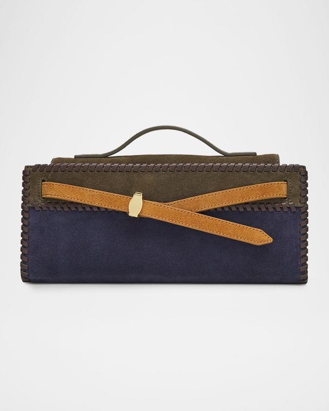 Veronica Beard Dash Colorblocked Suede Top Handle bag