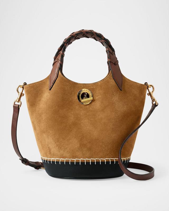 Veronica Beard Anchor Colorblock Suede & Leather Top-Handle Bag