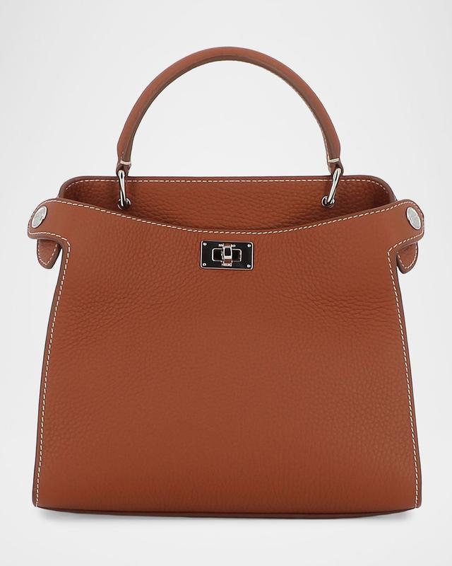 Michino Paris Lutece Mini Grained Leather Top-Handle Bag