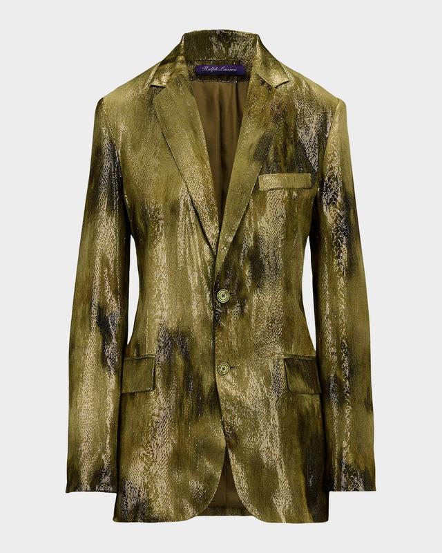 Ralph Lauren Collection Abstract Metallic Silk Single-Breasted Jacket