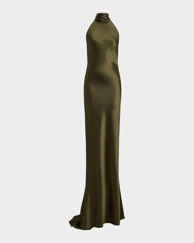Ralph Lauren Collection Chilton Stretch Satin Halter Evening Dress