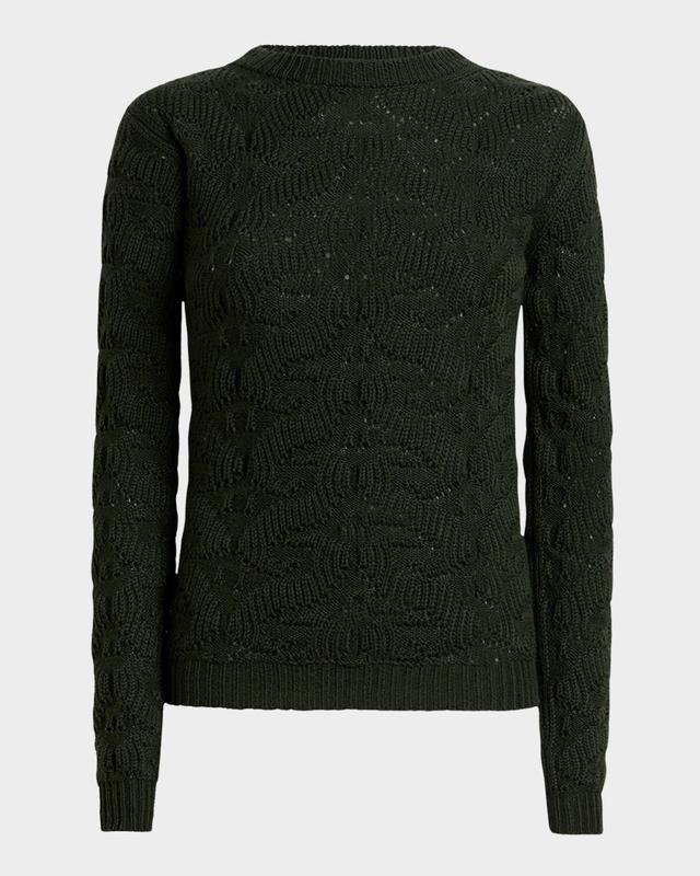 Etro Textured Pointelle Wool Crewneck Sweater