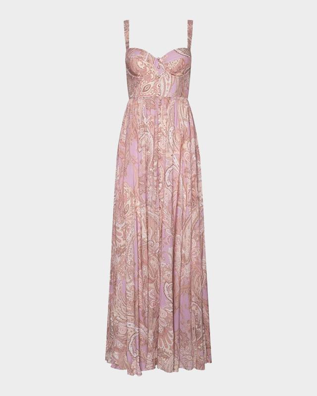 L 'Agence Rosette Paisley-Print Sweetheart Maxi Dress