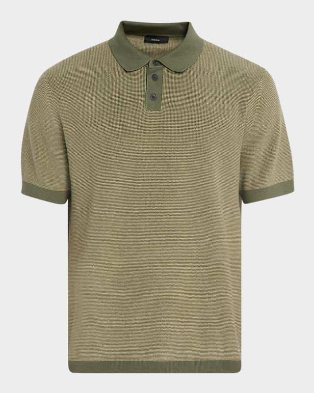 Vince Men 's Cotton and Cashmere Micro-Knit Short-Sleeve Polo Sweater