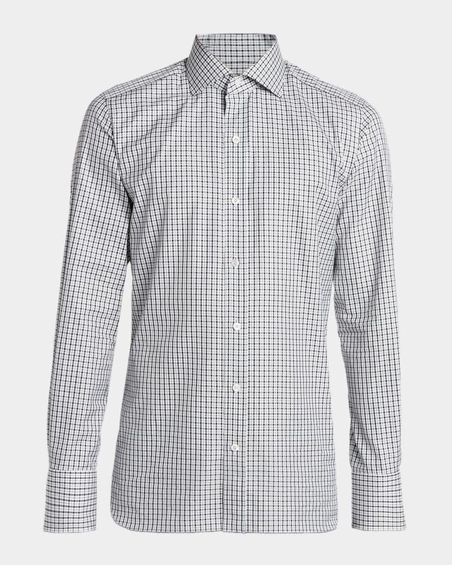 TOM FORD Men 's Cotton Grid Check Dress Shirt