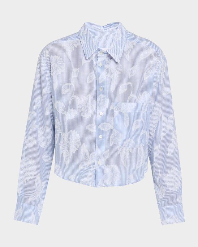 Floral Striped Button-Front Shirt