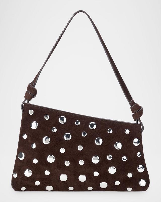 STAUD Dani Angular Studded Suede Shoulder Bag