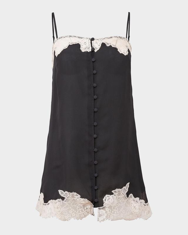 Fleur Du Mal Lace Appliqué Silk Slip