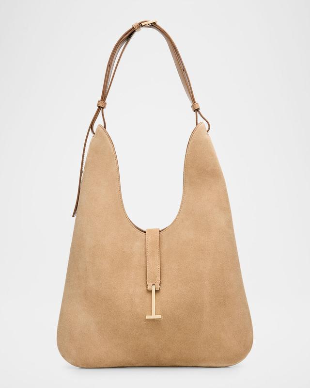 TOM FORD Kara Medium Hanging T Suede Hobo Bag