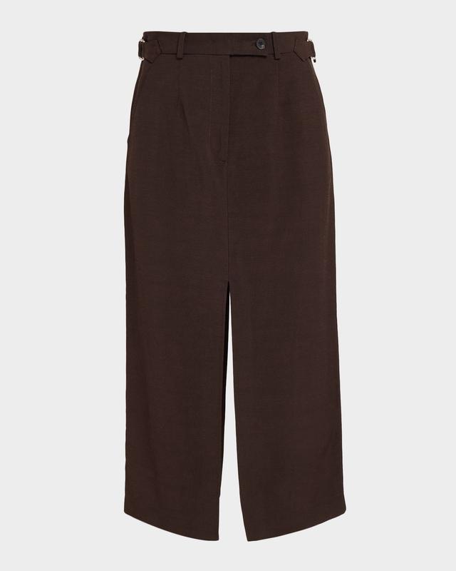 Tailored Slit Midi Pencil Skirt