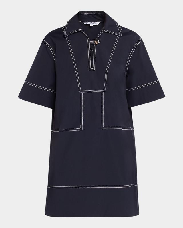 Veronica Beard Phelix Cotton Poplin Mini Tunic Dress