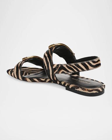 Veronica Beard Maglio Zebra Calf Hair Slingback Flat Sandals | Thumbnail 3